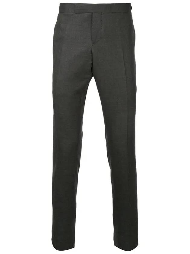 Low Rise Side Tab Wool Slacks Charcoal - THOM BROWNE - BALAAN 2