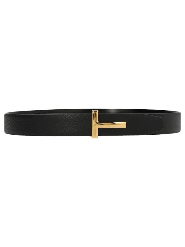 Women's Logo Gold Reversible Leather Belt Black - TOM FORD - BALAAN 1