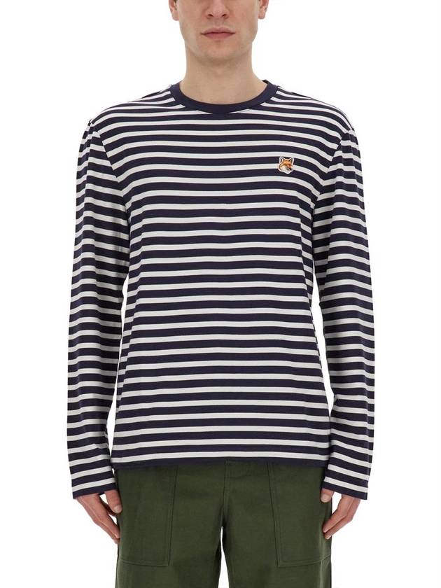 Fox Head Patch Regular Marin Long Sleeve T Shirt Navy Stripes - MAISON KITSUNE - BALAAN 2