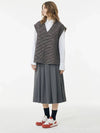 V-neck wool check vest navy brown 004 - VOYONN - BALAAN 7