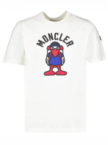 8C00058 8390T 032 Duck Cartoon Logo Round Short Sleeve T Shirt White Men s TJ 271411 - MONCLER - BALAAN 1