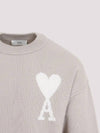 Big Heart Logo Wool Knit Top Light Beige - AMI - BALAAN 5