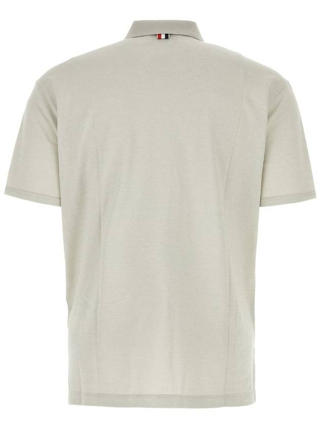 Solid Fine Pique Oversized Short Sleeve Polo Shirt Grey - THOM BROWNE - BALAAN 3