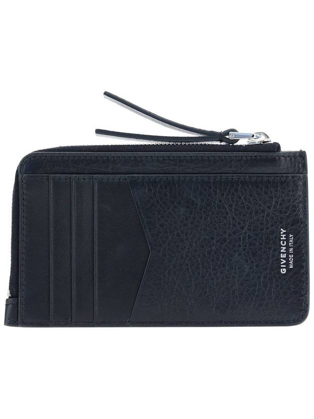 Voyou Zipper Leather Card Wallet Black - GIVENCHY - BALAAN 3