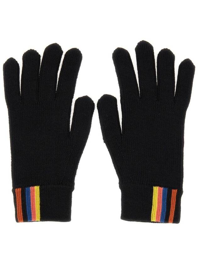 Artist Striped Ribbed Merino Wool Gloves Black - PAUL SMITH - BALAAN 2