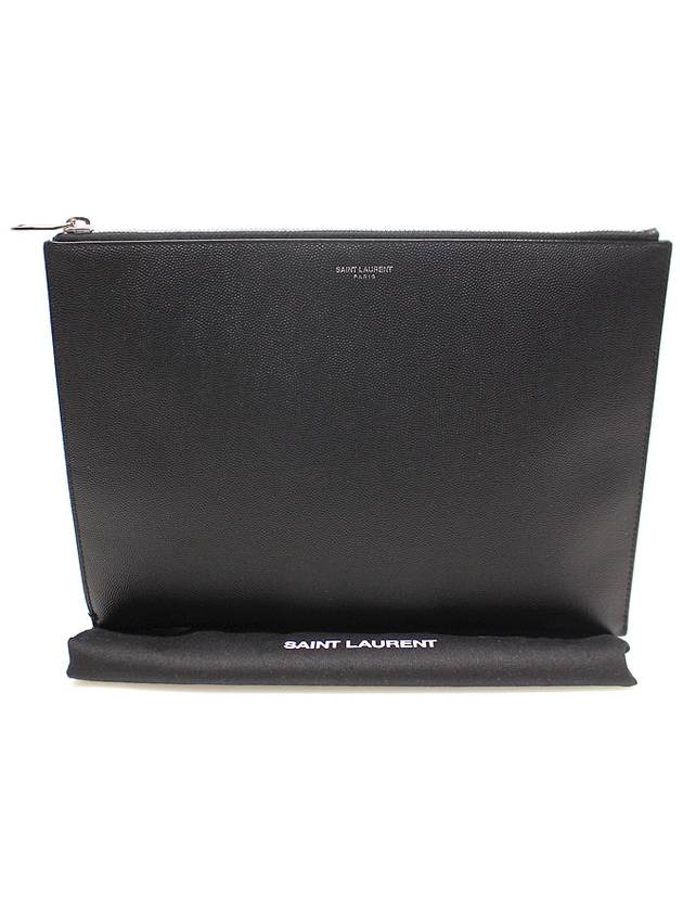 397294 Black Textured Leather Classic Zipper Tablet Case Clutch - SAINT LAURENT - BALAAN 2