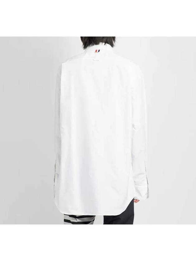 Men's Logo Patch Classic Cotton Long-Sleeve Shirt White - THOM BROWNE - BALAAN 4