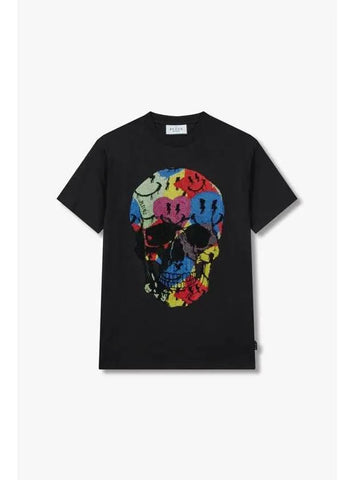 Men s Hotfix Colorful Skull T Shirt Black - PHILIPP PLEIN - BALAAN 1