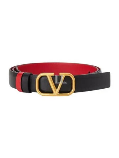 Reversible V Logo Belt Black Red - VALENTINO - BALAAN 2