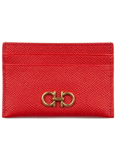 Gancini Card Wallet Lipstick Red - SALVATORE FERRAGAMO - BALAAN 2