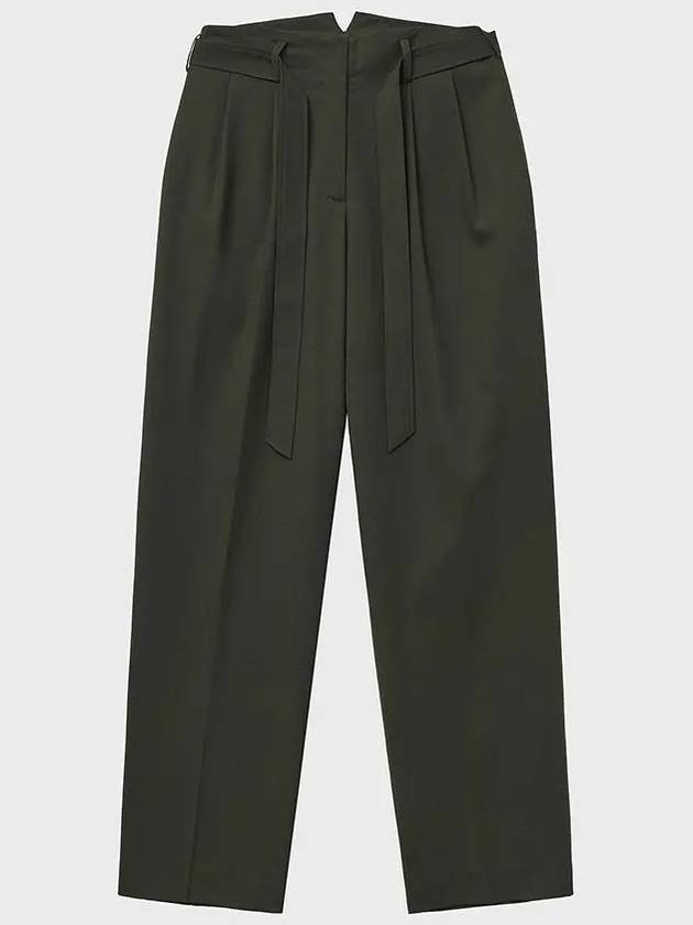 Belted Two-Chin Wide Slacks Khaki - NOIRER FOR WOMEN - BALAAN 3