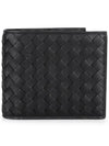 Intrecciato Weaving Half Wallet Black - BOTTEGA VENETA - BALAAN 3