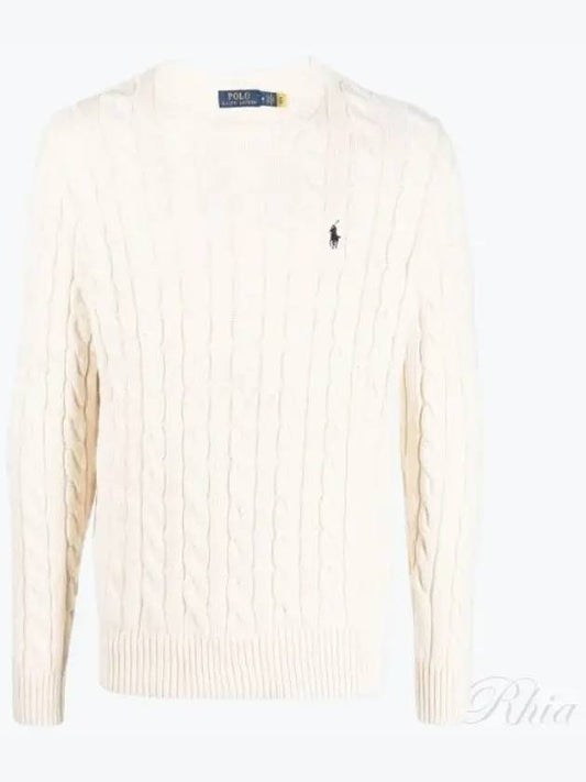 Embroidery Logo Cable Knit Top Ivory - POLO RALPH LAUREN - BALAAN 2