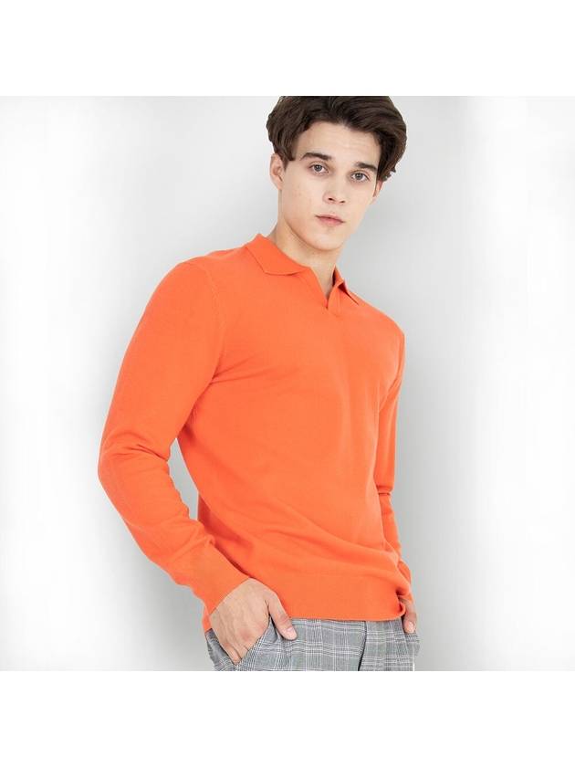 Traverto basic open collar knit RED ORANGE - GOLD PERCENT - BALAAN 1