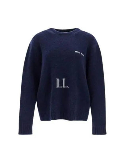 Boucle Cashmere Knit Top Navy - MIU MIU - BALAAN 2