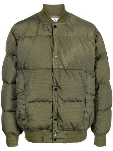 Macro Ripstop Nylon Metal Down Jacket Olive - STONE ISLAND - BALAAN 1