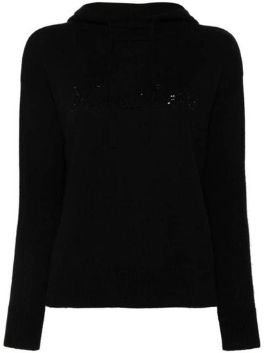 Logo Hooded Wool Knit Top Black - S MAX MARA - BALAAN 1