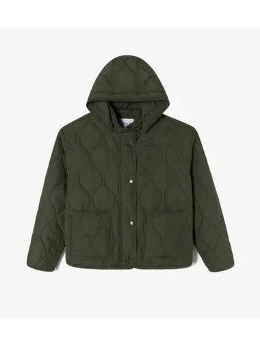 Women s Crop Wave Quilted Jumper Khaki - LACOSTE - BALAAN 1