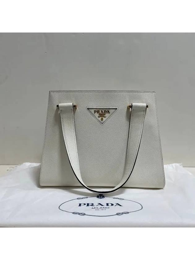 Triangle Logo Saffiano Top Handle Tote Bag 9Y1NLW - PRADA - BALAAN 3