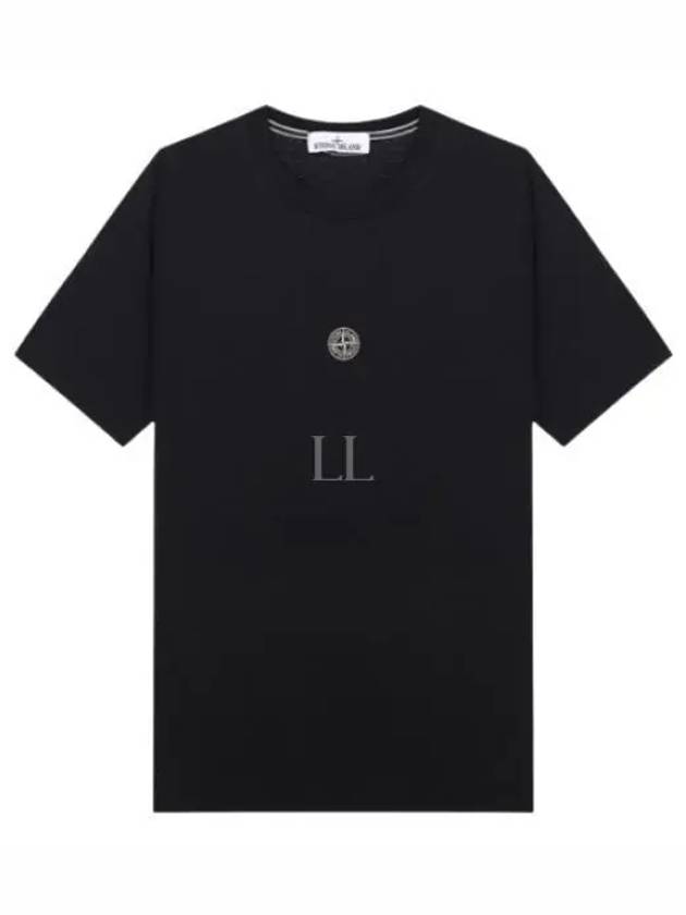 Garment Dyed Lettering One Print Cotton Jersey Short Sleeve T-Shirt Black - STONE ISLAND - BALAAN 2