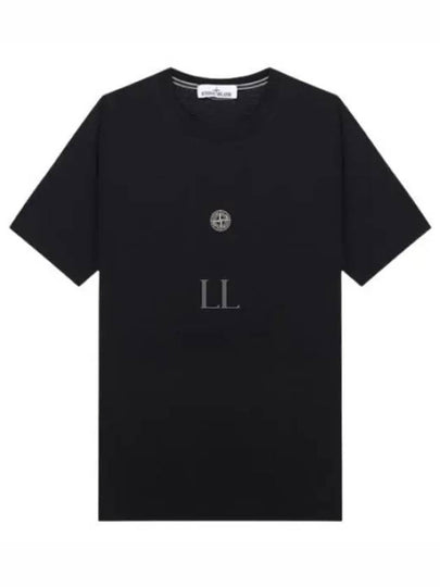 Garment Dyed Lettering One Print Cotton Jersey Short Sleeve T-Shirt Black - STONE ISLAND - BALAAN 2