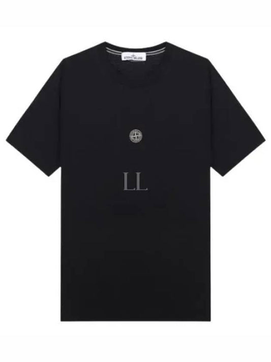 Garment Dyed Lettering One Print Cotton Jersey Short Sleeve T-Shirt Black - STONE ISLAND - BALAAN 2