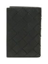 Intrecciato Flap Card Case Black - BOTTEGA VENETA - BALAAN 4