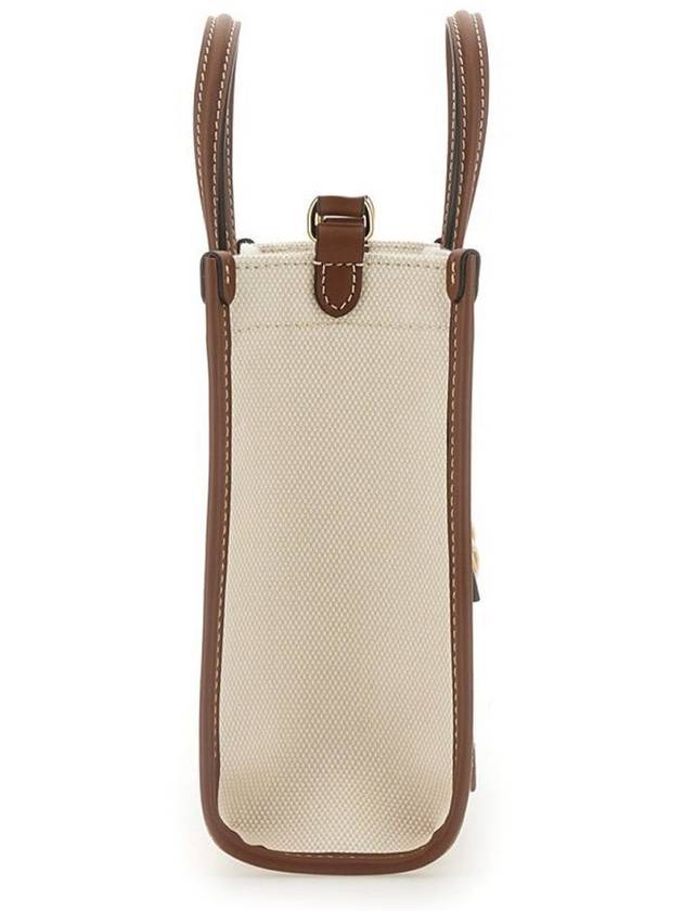 Mini Two-Tone Canvas and Leather Freya Tote Bag Natural Tan - BURBERRY - BALAAN 5