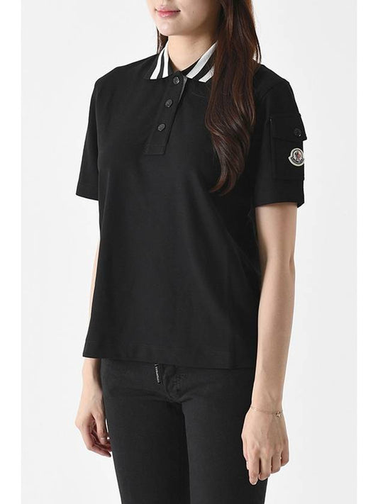 Logo Patch Short Sleeve Polo Shirt Black - MONCLER - BALAAN 2