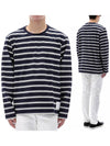 Stripe Jersey Oversized Long Sleeve T-Shirt Navy - THOM BROWNE - BALAAN 2