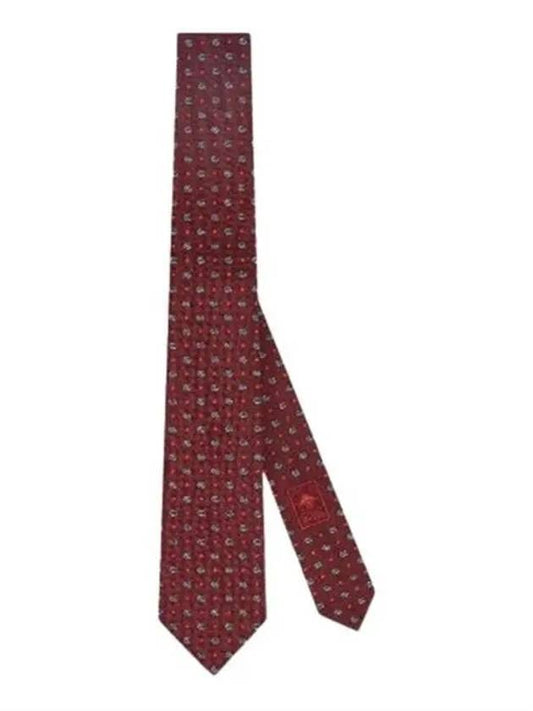 Men's Double G Star Silk Jacquard Tie Red - GUCCI - BALAAN.