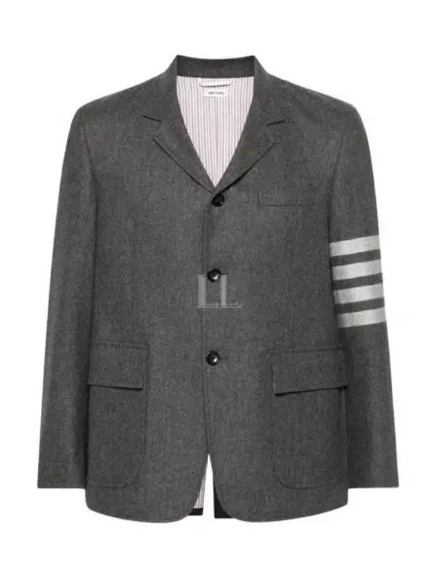 4 Bar Stripe Single Breasted Wool Jacket Grey - THOM BROWNE - BALAAN 2