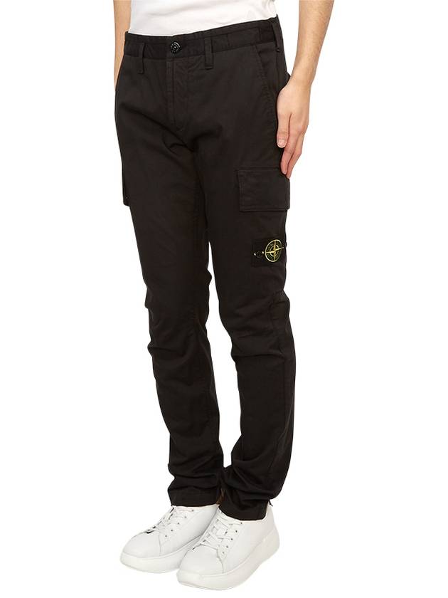 Logo Patch Cargo Straight Pants Black - STONE ISLAND - BALAAN 3