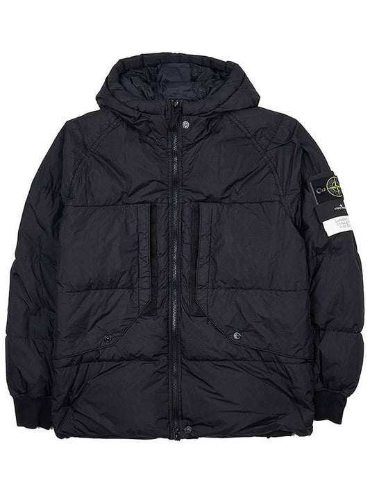 Garment Dyed Crinkle Reps Recycled Nylon Hoodie Padding Black - STONE ISLAND - BALAAN 2