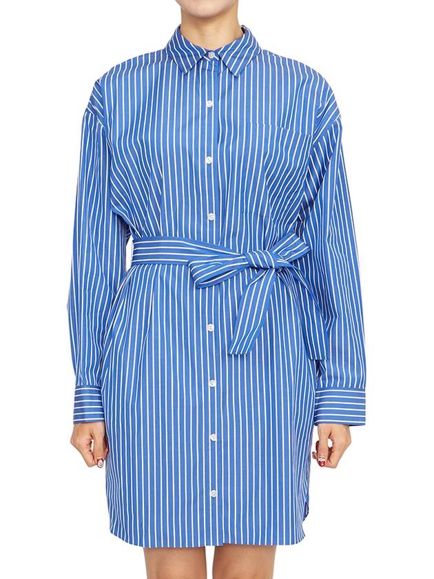 Women's Striped Belt Short Dress Blue - THEORY - BALAAN 2