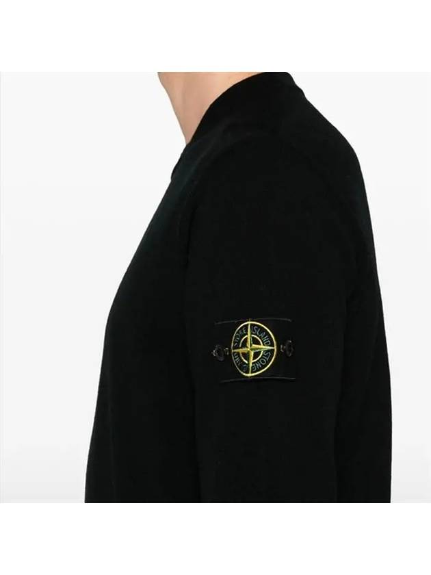 Compass Badge Crewneck Virgin Wool Knit Top Black - STONE ISLAND - BALAAN 6