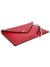 Rockstud Envelope Clutch Bag Red - VALENTINO - BALAAN.