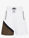 Bermuda Elastic Drawstring Waist Shorts White Black - FENDI - BALAAN 5