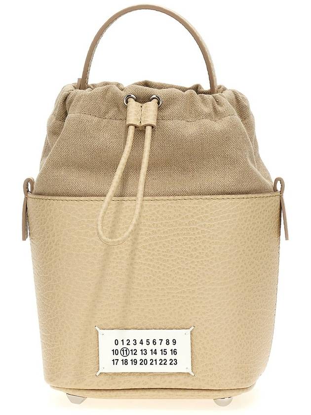 5AC Number Logo Texture Leather Bucket Bag Beige - MAISON MARGIELA - BALAAN 2