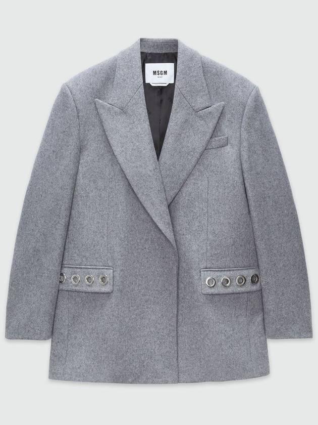 Structured Wool Studs Suit Jacket Grey - MSGM - BALAAN 2