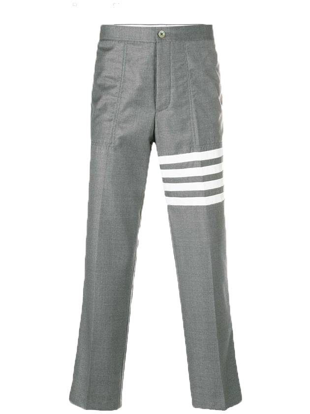 Men's 4 Bar Chino Straight Pants Grey - THOM BROWNE - BALAAN 1