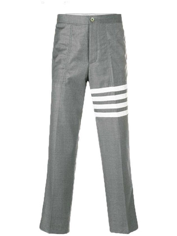 Men's Diagonal Chino Straight Pants Grey - THOM BROWNE - BALAAN.