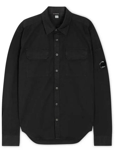 Men's Lens Wappen Long Sleeve Shirt Black - CP COMPANY - BALAAN 2