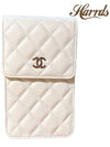 Classic Ribbon Chain Phone Holder Cross Bag WOC Caviar White Silver AP3307 - CHANEL - BALAAN 5