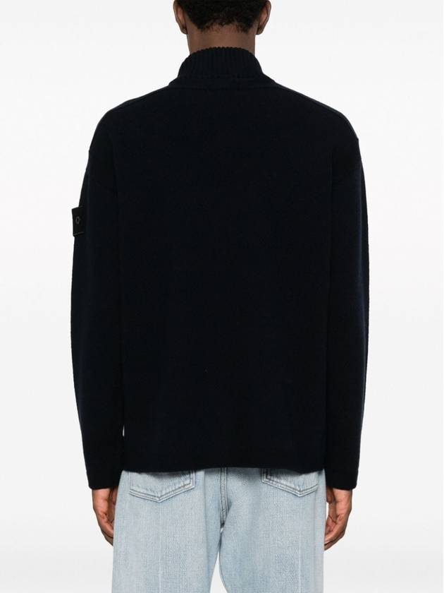 Ghost Piece Mock Neck Virgin Wool Knit Top Navy - STONE ISLAND - BALAAN 4