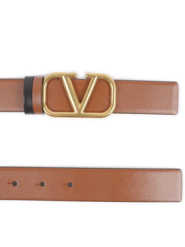 V Logo Signature Reversible Belt Brown - VALENTINO - BALAAN 3