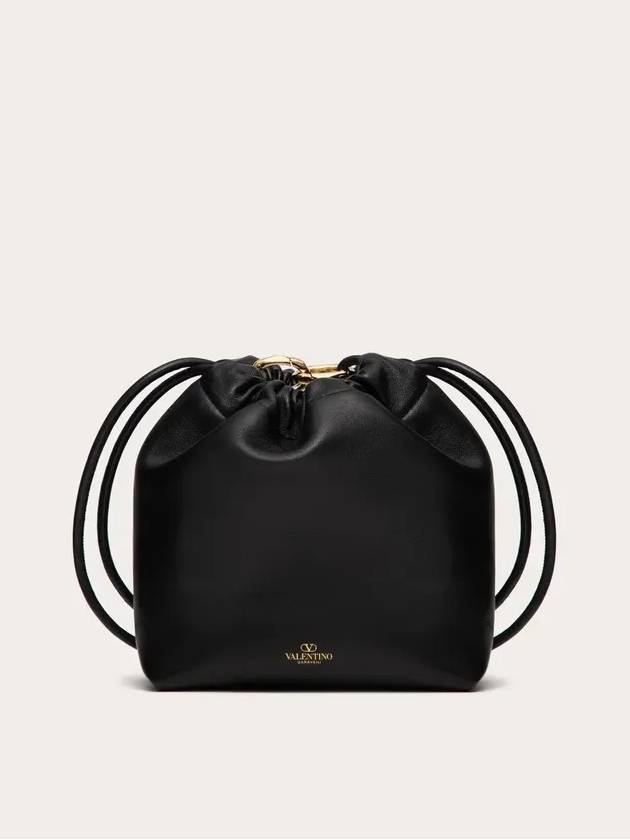 V Logo Pouf Drawstring Small Shoulder Bag Black - VALENTINO - BALAAN 4