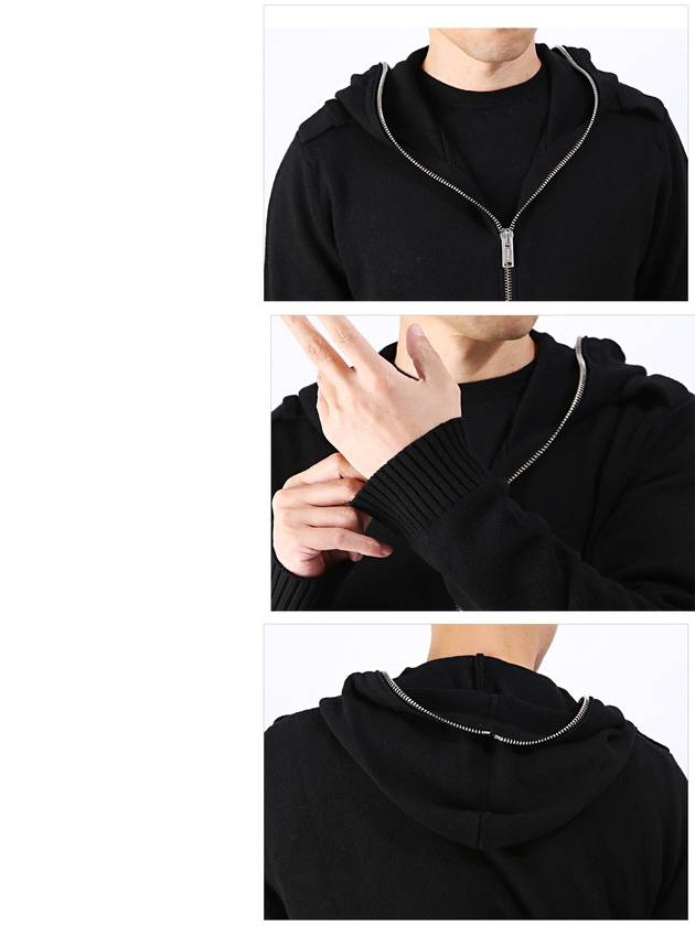 Knit Hooded Zip Up Black - LES HOMMES - BALAAN 5