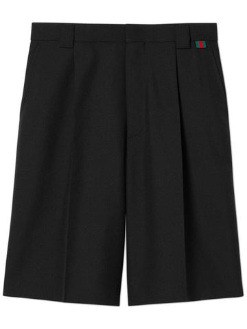 Web Wool Blend Shorts Black - GUCCI - BALAAN 1