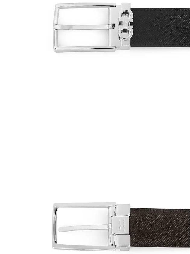 Gancini Reversible Adjustable Leather Belt Dark Brown - SALVATORE FERRAGAMO - BALAAN 4